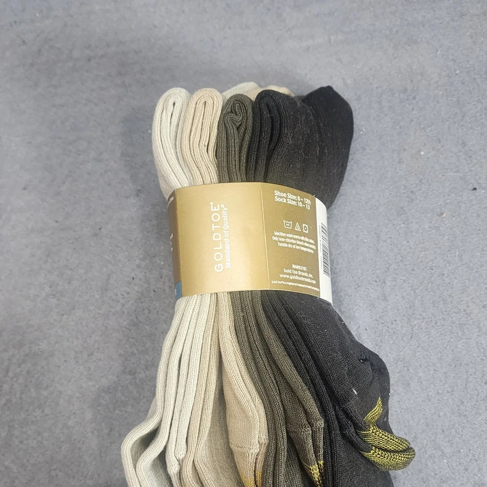 Goldtoe Middleton Dress Socks Multi Color Ribbed Crew 3 Pair‎ Pack Mens 10-13